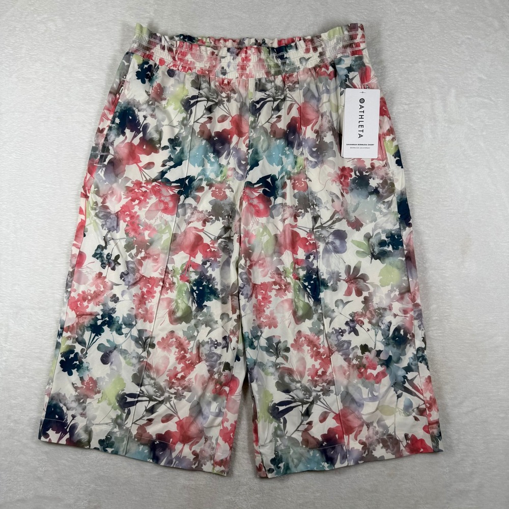 Athleta Savannah Bermuda Short Floral Print Featherweight Stretch Large 798603